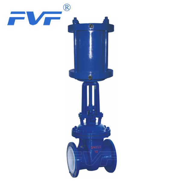 Pneumatic Actuated PFA FEP PTFE Lined Flanged Gate Valve