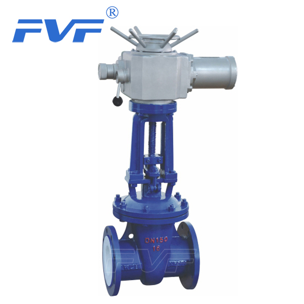 PTFE FEP PFA Lined Flanged Gate Valve With Electric Actuator