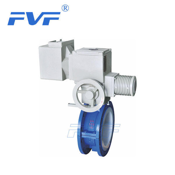 Electric Actuated PFA Lined Flange Type Butterfly Valve
