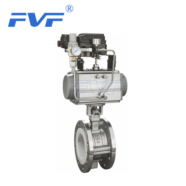 Pneumatic Flanged Type Butterfly Valve With PTFE Lining