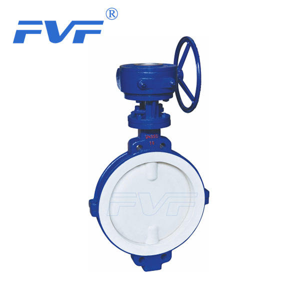 Fully PTFE Lined Wafer Butterfly Valve With Worm Gear