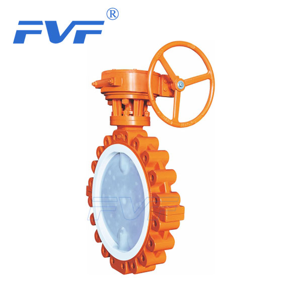 Lug Type PTFE Lined Butterfly Valve With Worm Gear