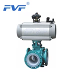 PFA Lined 3-Way Ball Valve With Pneumatic Actuator