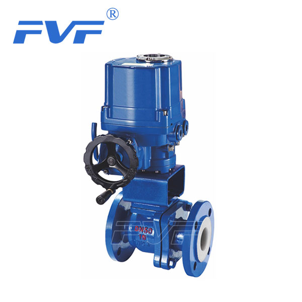 PFA Lined Ball Valve With Electric Actuator