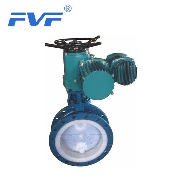 PFA Lined Flange Type Butterfly Valve With Electric Actuator