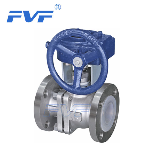 PFA PTFE FEP Lined Ball Valve With Worm Gear