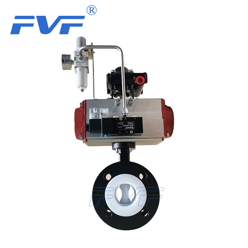 PTFE Lined Flange Type Butterfly Valve With Pneumatic Actuator
