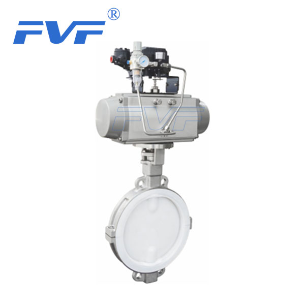 PTFE Lined Wafer Type Pneumatic Regulating Butterfly Valve