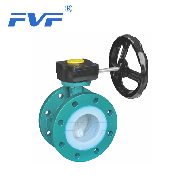 Worm Gear Operated PFA Lined Flange Type Butterfly Valve