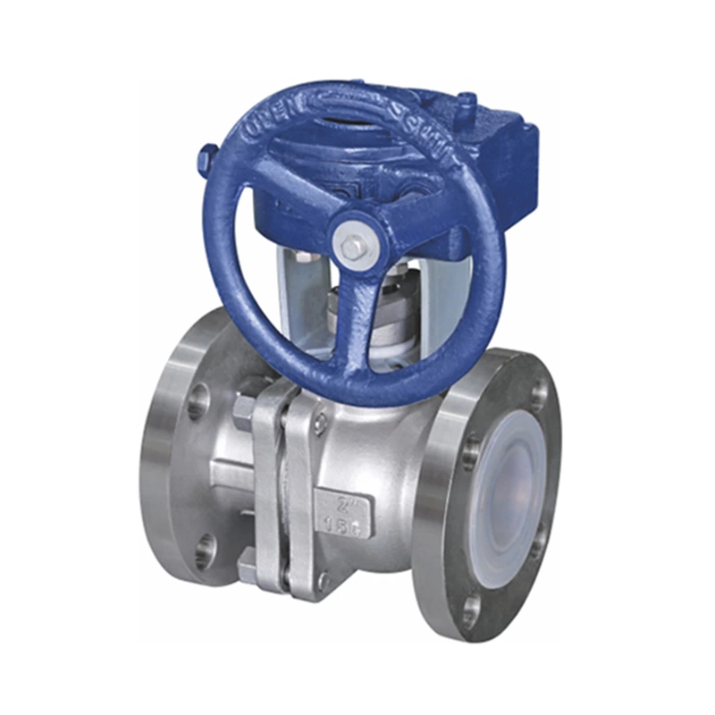 PFA PTFE FEP Lined Ball Valve With Worm Gear