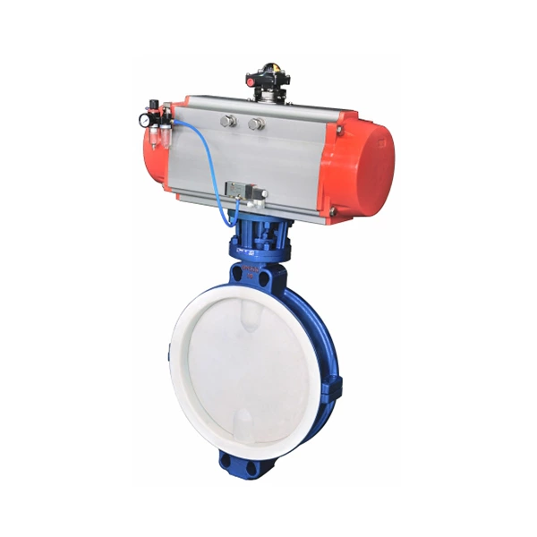 PTFE Lined Wafer Butterfly Valve With Pneumatic Actuator